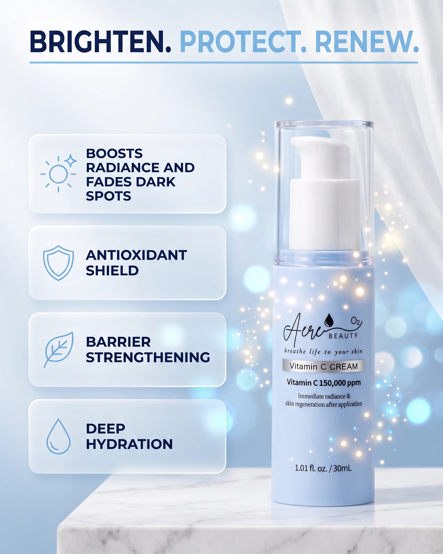 Vitamin C Glow Cream – Brighten, Even & Protect with 150,000 ppm