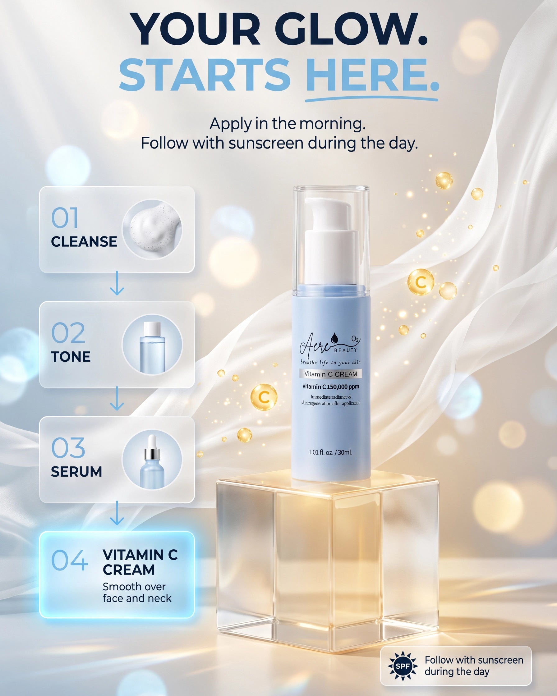 Vitamin C Glow Cream – Brighten, Even & Protect with 150,000 ppm