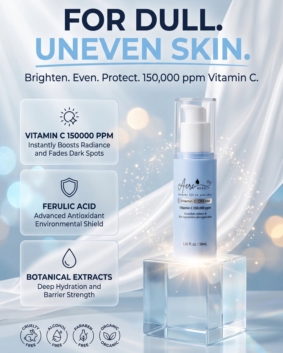 Vitamin C Glow Cream – Brighten, Even & Protect with 150,000 ppm